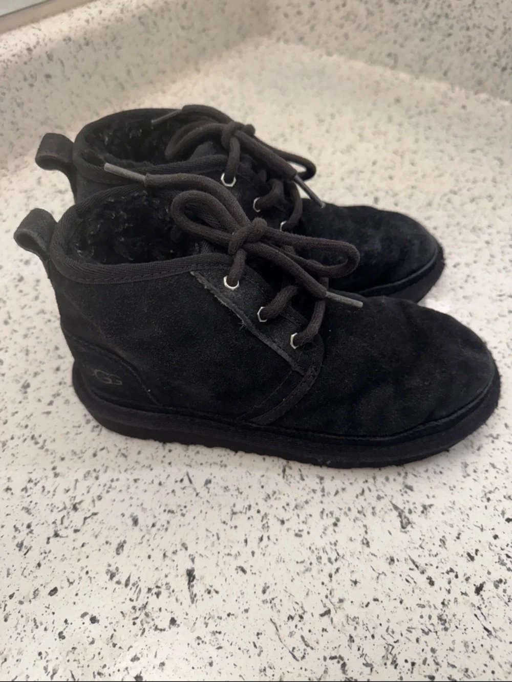 UGG Black Shearling-Lined Lace-Up Ankle Boot